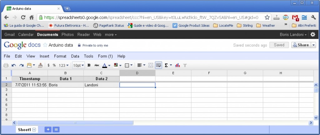 Data on Google Spreadsheet